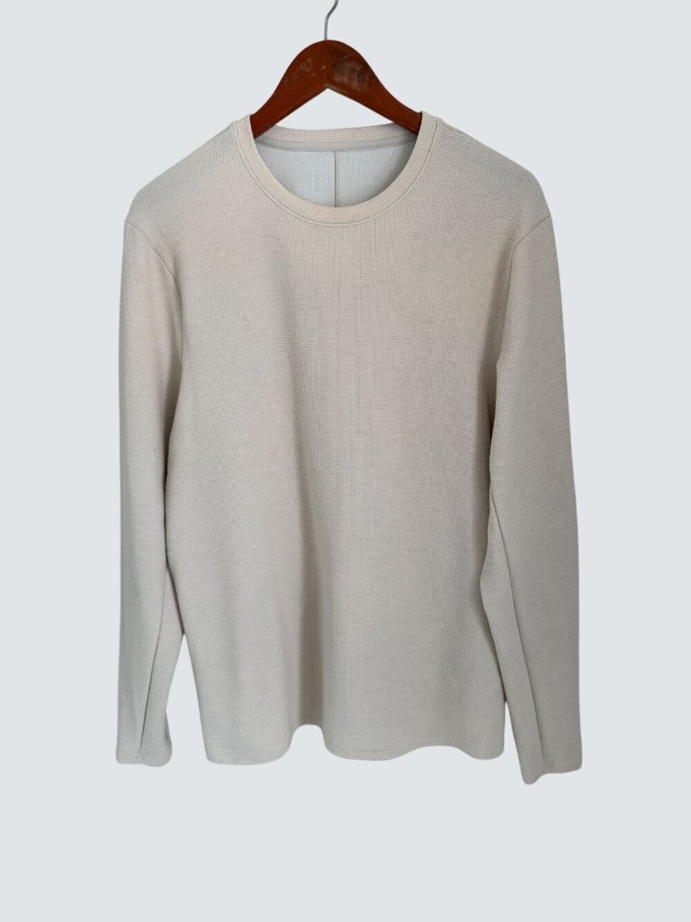 Lululemon Sweatshirt Beige Waffle Knit Long Sleeve Crewneck Shirt Sz Large